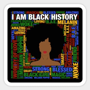 I Am Black History Afro Black Woman Sticker